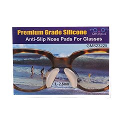 10 Pair Clear – 2.5mm x 17mm Non-Slip Nose Pads for Glasses by GMS Optical – Premium Grade Silicone (10 Pair)