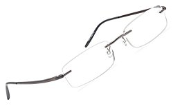 AV Minimalist Rimless Reading Glasses for Men and Women in Stainless Steel and TR90 Temple Arms for Maximum Comfort and Lightweight Fit +1.50 Magnification C1