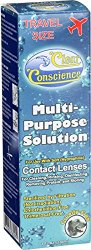 Clear Conscience Multi Purpose Contact Lens Solution – Travel Size – 3 oz – Specially formulated for sensitive eyes