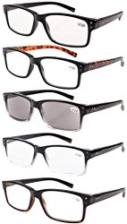 Eyekepper 5-pack Spring Hinges Vintage Reading Glasses Men Includes Sun Readers +1.50