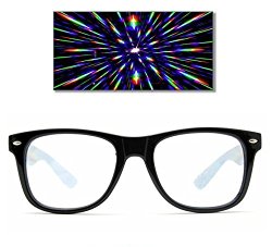 GloFX Ultimate Diffraction Glasses – Black – 3D Prism Effect EDM Rainbow Kaleidoscope Style Sunglasses