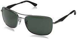 Ray-Ban Men’s Rb3515 Square Sunglasses,Gunmetal,61 mm