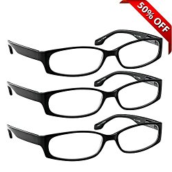 Reading Glasses – 3 Pack – Always Have Crystal ClearVision Everywhere You Need It! Stylish Look with Sure-Flex Comfort Spring Arms & Dura-Tight Screws – 180 Day Guarantee + 2.00