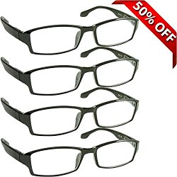 Reading Glasses _ Best 4 Pack for Men and Women _ Have a Stylish Look and Crystal Clear Vision When You Need It! _ Comfort Spring Arms & Dura-Tight Screws _ 180 Day 100% Guarantee + 2.00