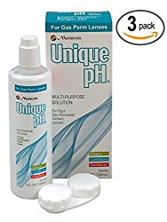 Menicon Unique pH Multi-Purpose Solution + RGP Lens Case. THREE 4 fl oz (120ml) bottles