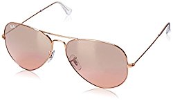 Ray-Ban Women’s Aviator RB3025 001/3E 58-14 Gold Frame/Pink Mirror Lens,  62 mm Non-Polarized Sunglasses