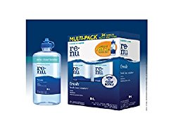 Renu fresh Multi Purpose Contact Lens Solution Two 16 Ounce Bottles, One 2 Ounce Bottle, 2 Contact Lens Cases