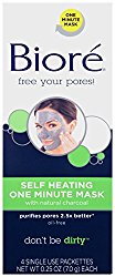 Biore Self Heating One Minute Mask, .25 oz each, 4 Count