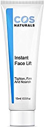 COS Naturals INSTANT FACE LIFT Tighten Firm And Nourish Natural & Organic Ingredients Anti Wrinkle Cream Remove Signs of Aging Fine Lines Eye Puffiness Dark Circles Bags, 15ml 0.5 Oz