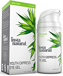 InstaNatural Eye Gel Cream – Wrinkle, Dark Circle, Fine Line & Redness Reducer – Pure & Organic Anti Aging Blend for Men & Women with Hyaluronic Acid – Fight Bags & Lift Skin – 0.5 OZ Travel Size