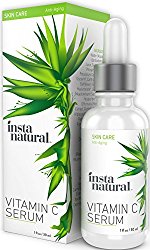 InstaNatural Vitamin C Serum with Hyaluronic Acid & Vit E – Natural & Organic Anti Wrinkle Eraser Formula for Face – Dark Circle, Fine Line & Sun Damage Corrector – Restore & Boost Collagen – 1 OZ