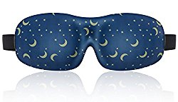 Lonfrote Star Moon Deep Molded Sleep Mask, with ear plug and carry pouch lightweight & comfortable eye mask, Super Soft Material (Blue)