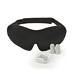 Luxury Sleep Mask with Ear Plugs | Light Blocking Eye Mask for Sleeping Deeper | Features Memory Foam, Contoured Design, Adjustable Strap & Ear Plugs | Insomnia Aid
