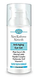 New Radiance Naturals – GUARANTEED Best Eye Gel Cream With Plant Stem Cells + Matrixyl 3000 + Hyaluronic Acid + Cucumber + Organic Jojoba Oil & Aloe + Vitamin E & MSM For Anti-Aging, Wrinkles, Dark Circles, Puffiness & Bags. 1 Ounce