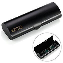 Aluminum Eyeglasses Case,EZESO Hard Shell Matte Elegant Frosted Slim Light Metal Spectacles Box For Small Frames(Black)