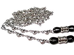 ATLanyards Solid Hearts Chain Eyeglass Holder with Black Grips – Eyeglass Chain with Hearts