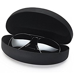 AV Extra Large Protective Hard Carrying Case for Oversized Sunglasses Eyeglasses and Reading Glasses with Microfiber Cleaning Cloth – Black