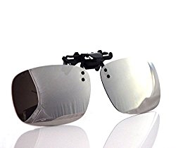 Besgoods Cool Siver Mirror Polarized Clip-on Flip up Plastic Sunglasses Lenses Glasses Outdoor Driving Fishing Sport