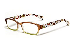 Calabria Hannah Designer Reading Glasses in Brown & Olive ; +1.75