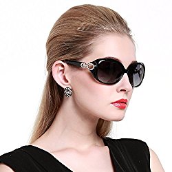 Duco Women’s Shades Classic Oversized Polarized Sunglasses 100% UV Protection 1220 Black Frame Gray lens