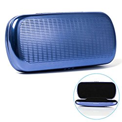 Eyeglasses Case, EZESO Aluminum Hard Shell Striped Blue Spectacles Box For Men Women