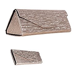 Formal Foldable Eyeglass Case, Elegant Metallic Rose Gold Design Protective Reading Glasses Holder for Weddings and Special Events, PVC – By OptiPlix