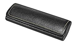 Glasses Case For Men, Women, Hard Eyeglass Case W/ Magnetic Closure In Faux Leather, Black