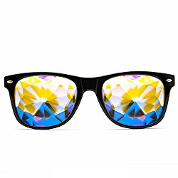 GloFX Ultimate Kaleidoscope Glasses – Black – Rainbow EDM Rave Light Diffraction Eyewear (Black)