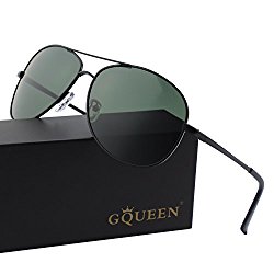 GQUEEN Classic Spring Hinges Al-Mg Frame Aviator Polarized Sunglasses MOZ3