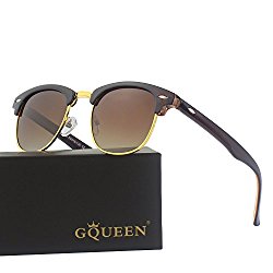 GQUEEN Clubmaster Horn Rimmed Half Frame Polarized Sunglasses GQO6