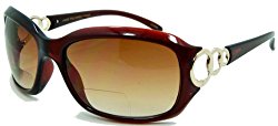 In Style Eyes Circle Power, Nearly Invisible Line Bifocal Sunglasses/Brown 1.50