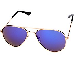 Lantusi Kids Unisex Classic UV400 Sunglasses Plastic Frames Resin Lens Mirrored Eyewear – Blue