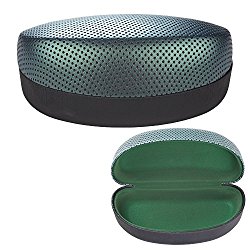 Large Designer Sunglasses Case – Lightweight Hard Clamshell Glasses Holder for Over-Sized Eyewear – 16cm X 7cm X 6cm – Green – By OptiPlix