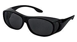 LensCovers Sunglasses Wear Over Prescription Glasses – Medium Size Polarized (Black) Polarized