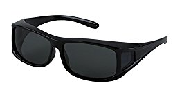 LensCovers Wear Over Sunglasses Medium-Rectangle Frame, Black with Polarization