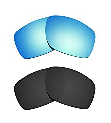 Littlebird4 2 Pairs Polarized Replacement Lenses for Oakley Canteen 2014 Sunglasses (Black-Ice Blue)