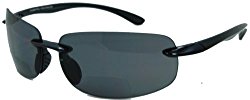 Lovin Maui Wrap Around Polarized Nearly Invisible Line Bifocal Sunglasses/black/2.00 Strength