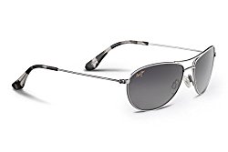 Maui Jim Baby Beach GS245-17 Polarized Aviator Sunglasses,Silver Frame/Neutral Grey Lens,One Size