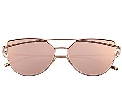 MERRY’S Fashion Women Cateye Sunglasses UV Protection eye glasses Coating Mirror Flat Panel Lens UV400 S7882 (Pink, 56)