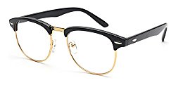 Outray Vintage Retro Classic Half Frame Horn Rimmed Clear Lens Glasses 2135c1 Black/Gold