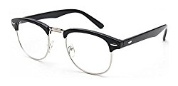 Outray Vintage Retro Classic Half Frame Horn Rimmed Clear Lens Glasses 2135c2 Black/Silver