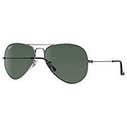 Ray-Ban AVIATOR LARGE METAL – GUNMETAL Frame CRYSTAL GREEN POLARIZED Lenses 58mm Polarized