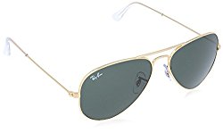 Ray-Ban Men’s Large Metal Aviator Sunglasses, Gold, 55 mm