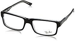 Ray-Ban Men’s Rx5245 Square Eyeglasses,Top Black & Transparent,54 mm