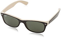 Ray-Ban NEW WAYFARER – TOP BLACK ON BEIGE Frame CRYSTAL GREEN Lenses 52mm Non-Polarized