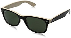 Ray-Ban NEW WAYFARER – TOP BLACK ON BEIGE Frame CRYSTAL GREEN Lenses 55mm Non-Polarized