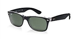 Ray-Ban NEW WAYFARER – TOP BLACK ON TRANSPARENT Frame GREEN Lenses 52mm Non-Polarized