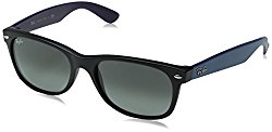 Ray-Ban RB2132 New Wayfarer Non Polarized Sunglasses, Black Matte, Dark Gray Gradient, 55 mm