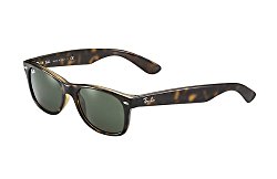 Ray-Ban RB2132 New Wayfarer Non Polarized Sunglasses,Tortoise, Green, 55 mm