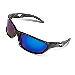 RIVBOS Polarized Sports Sunglasses Driving Glasses for Men Women Tr90 Unbreakable Frame for Cycling Baseball Running Rb831 (Black&Black Mirror Lens)